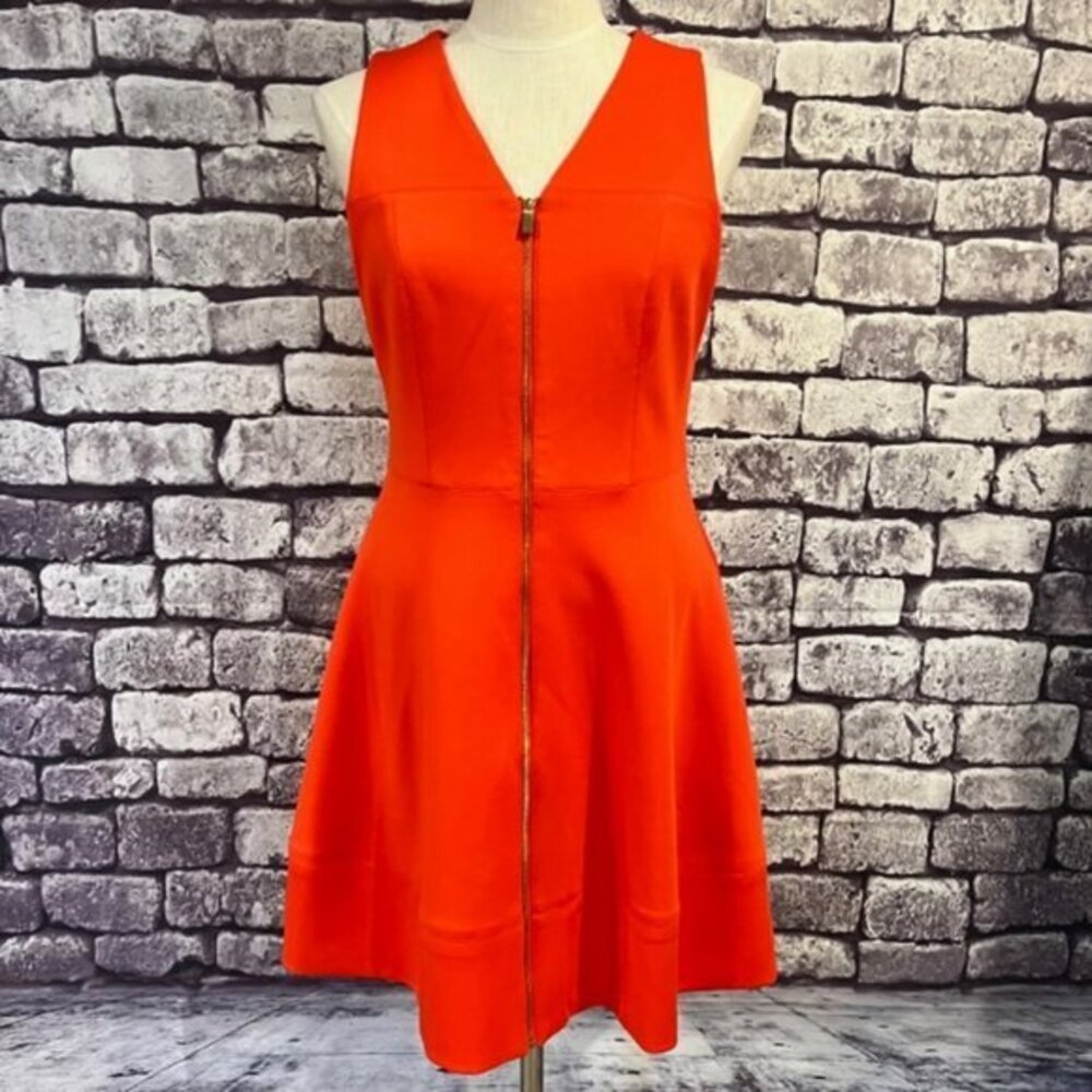 Vince Camuto Orange Sleeveless Full Zip Dress Size 8